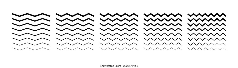 Wave set in abstract style on white background. Decoration element. Geometric design.