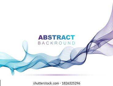 Wave with shadow. Abstract gradient lines on a white background. Line art. Vector illustration. Colorful shiny wave with lines created using blend tool. Curved wavy line,smooth stripe. Design element.