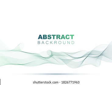 Wave with shadow. Abstract gradient lines on a white background. Line art. Vector illustration. Colorful shiny wave with lines created using blend tool. Curved wavy line,smooth stripe. Design element.