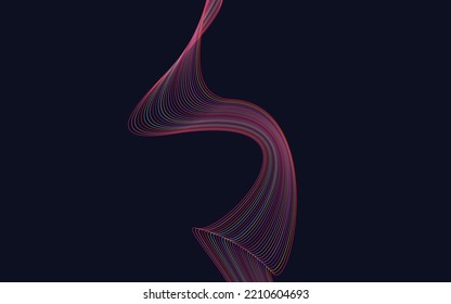 Wave with shadow. Abstract Red lines on a background