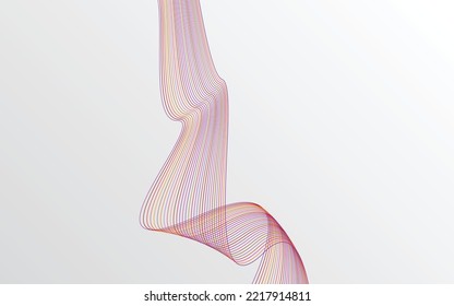 Wave with shadow. Abstract Red lines on a background
