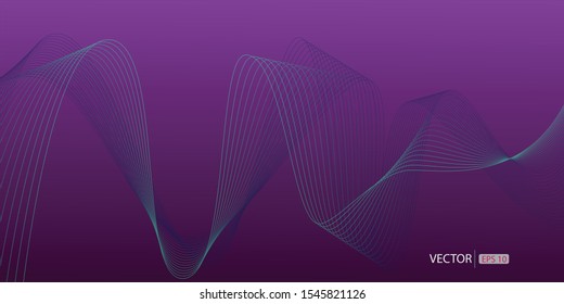 Wave with shadow. Line art. Vector illustration. Colorful shiny wave with lines. Design element.