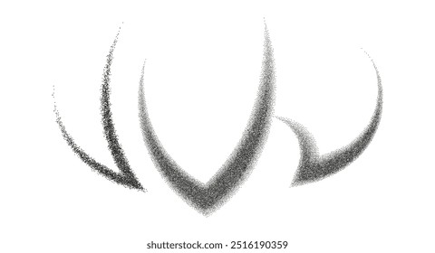 Wave shadows from different angles. Noise grain background, pointillism dots gradient or dotwork pattern, vector stipple effect. Grain noise halftone or grainy texture or dotwork grain noise.