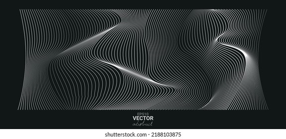 Wave shape abstract vector illustration. Sound volume level map infographic, modern 3d grid data. Techno line flow grid.