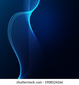 Wave Shape Array Glowing Dots Futuristic Technology Style Abstract Vector Background
