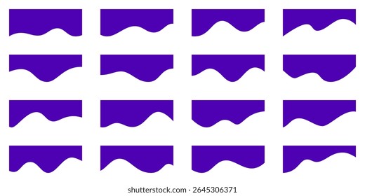 Cabeçalho de vetor de certificado de forma de onda. Design de borda curvada de luxo, tampa. Divisor abstrato para rodapé de banner, decoração de barra lateral. Separador de site para folheto, quadro de página inferior de padrão de faixa de opções