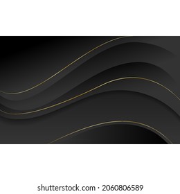 wave shape illustration abstract background. black gold line color. vector design banner backdrop website needs.