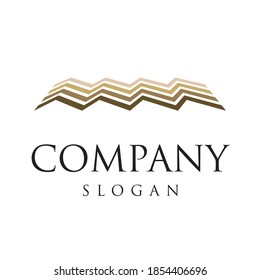 Logo de líneas de forma ondulada en colores marrón y dorado símbolo de icono vector