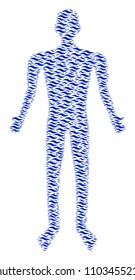 Wave shape man representation. Vector wave shape icons are grouped into human combination.