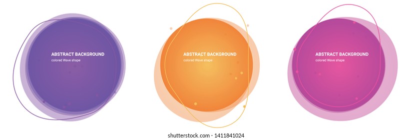 Wave Shape Minimal Design Multicolored Gradients Abstract Backgrounds for Banner, Presentation. Isolated Round Design Elements with Wavy Shape in Purple Tango, Casablanca, Cerise, Violet Red colors.