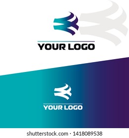 wave shaped letter m vector logo