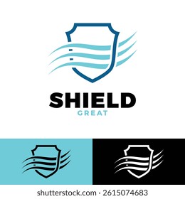 wave shield icon logo design template