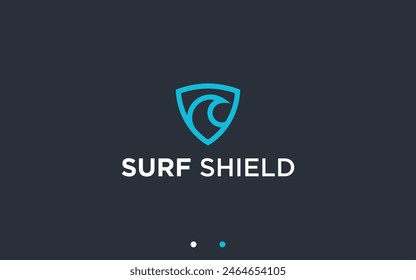 wave shield logo design vector silhouette illustration