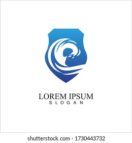 Diseño del icono del logotipo Wave Shield.
