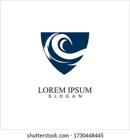 Wave Shield Logo Icon Design.