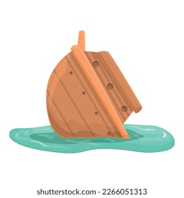 Wave shipwreck icon cartoon vector. Old ship. Ocean accident