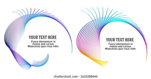 Wave sign. Wavy 3d icon. Half round many lines image. Vector illustration eps 10 logo for web design, brochure & presentation. Black white & rainbow tone pattern isolated on white background.
