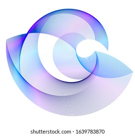 Wave sign. Wavy 3d icon. Half round many lines image. Vector illustration eps 10 logo for web design, brochure & presentation. Blue tone pattern isolated on white background for web banner