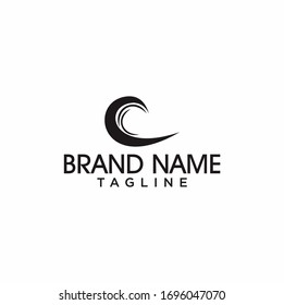 wave simple logo design vector