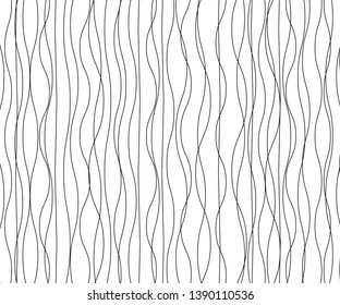 Wave simple seamless wavy line. Hand drawn lines, smooth pattern, Black & white, web design, greeting card, textile, Technology background, Eps 10 vector illustration