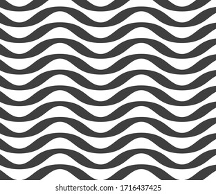 Línea ondulada simple y sin fisuras, patrón liso, blanco y negro, diseño web, tarjeta de felicitación, textil, fondo tecnológico, ilustración vectorial Eps 10