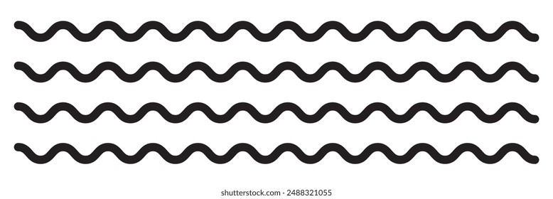 Wave sine black liner icon collection