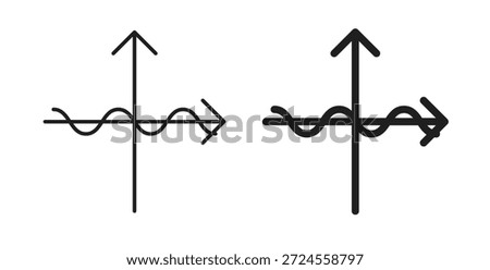 Wave sine icon in doodle and stroke style.
