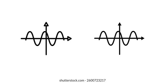 Wave sine icons set for apps and web ui designs. simple isolated graphics.