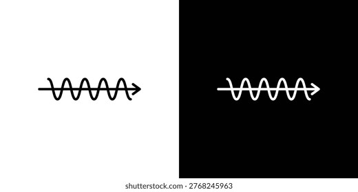Wave sine icons set with editable black and white stroke line style for ui designs