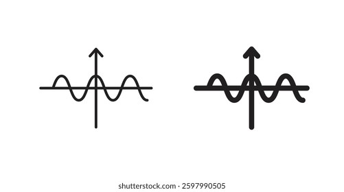 Wave sine line icon vector set.