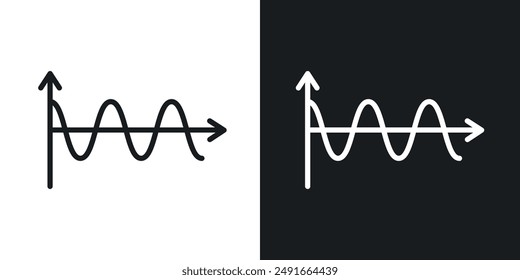 Wave sine vector icon set in solid style.