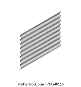 Wave slate sheet isolated on white background, vertical arrangement. Element of the design of building materials. 3D isometric style, vector illustration.