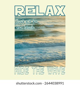  wave slogan with beach truck and ocean wave on sunset heart shape vector illustration hand drawn. Girls Summer Graphic design. women's color hand drawn t-shirt print. long beach in California hand wr