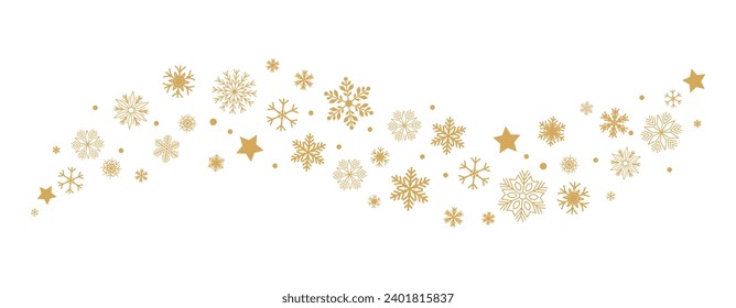 Wave snowflakes background isolated, snowflakes border, christmas banner, Christmas and New Year decoration