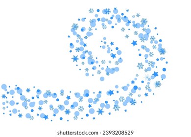 Wave snowflakes background isolated, curl blizzards decoration - stock vector