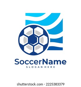 Wave Soccer logo template, Football Wave logo design vector