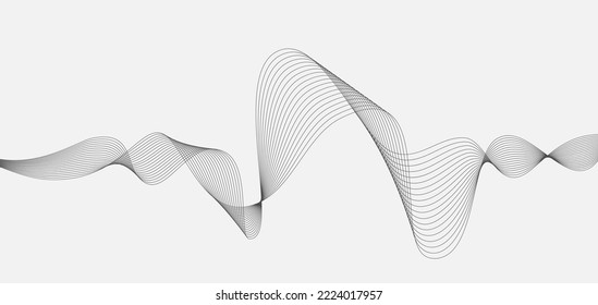 Wave Sound in abstract style on  light background. Bundle of digital signal wave lines. Human voice vibration, song waveform digital spectrum, sound pulse, waveform frequency equalizer. Vector.