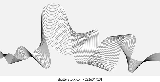 Wave Sound in abstract style on  light background. Bundle of digital signal wave lines. Human voice vibration, song waveform digital spectrum, sound pulse, waveform frequency equalizer. Vector.