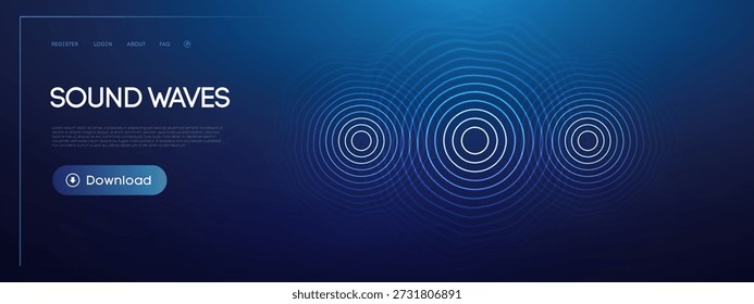 Círculo de sonido de onda con fondo de efecto de línea y música de ondulación de patrón. Punto circular de onda sonora con logotipo ai de vibración y luz gráfica abstracta. Sensor de elemento redondo con recubrimiento rojo.