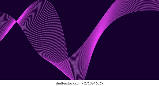 Línea de sonido de onda, fondo de líneas abstractas, elemento de diseño de curvas finas gráficas, telón de fondo de flujo de tecnología elegante