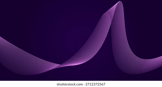 Línea de sonido de onda, fondo de líneas abstractas, elemento de diseño de curvas finas gráficas, telón de fondo de flujo de tecnología elegante