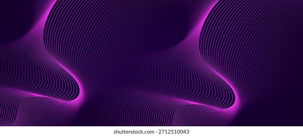 Wave sound line, abstract lines background, graphic thin curves design element, elegant tech flow backdrop. vector illustration