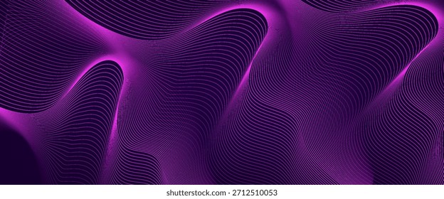 Wave sound line, abstract lines background, graphic thin curves design element, elegant tech flow backdrop. modern trendy design