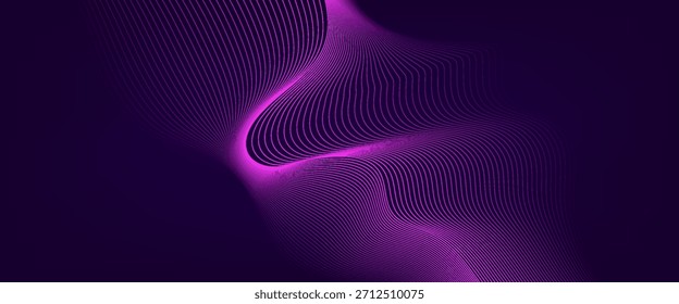 Linha de som de onda, plano de fundo de linhas abstratas, elemento de design de curvas finas gráficas, plano de fundo de fluxo técnico elegante. EPS10, SITE