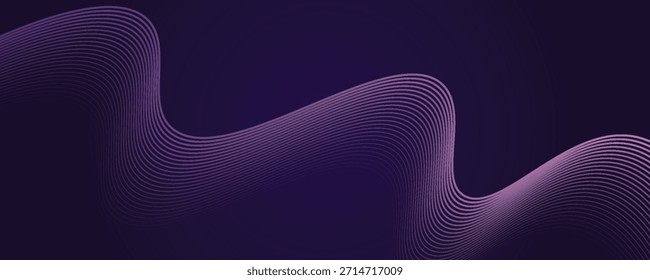 Linha de som de onda, plano de fundo de linhas abstratas, elemento de design de curvas finas gráficas, plano de fundo de fluxo de tecnologia elegante