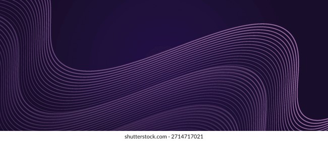 Línea de sonido de onda, fondo de líneas abstractas, elemento de diseño de curvas finas gráficas, telón de fondo de flujo de tecnología elegante
