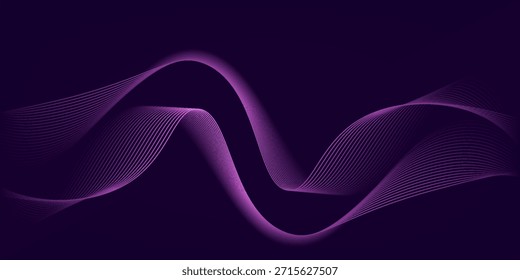 Wave sound line, abstract lines background, graphic thin curves design element, elegant tech flow backdrop