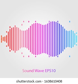 Wave sound neon vector background. Music flow soundwave design, light bright blue elements isolated on dark backdrop. Radio beat frequency consist of lines.