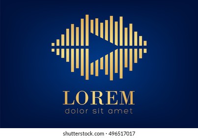 wave sound and play icon vector. Audio equalizer symbol.