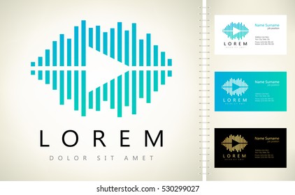 vector de icono de onda y sonido de reproducción. Símbolo ecualizador de audio.